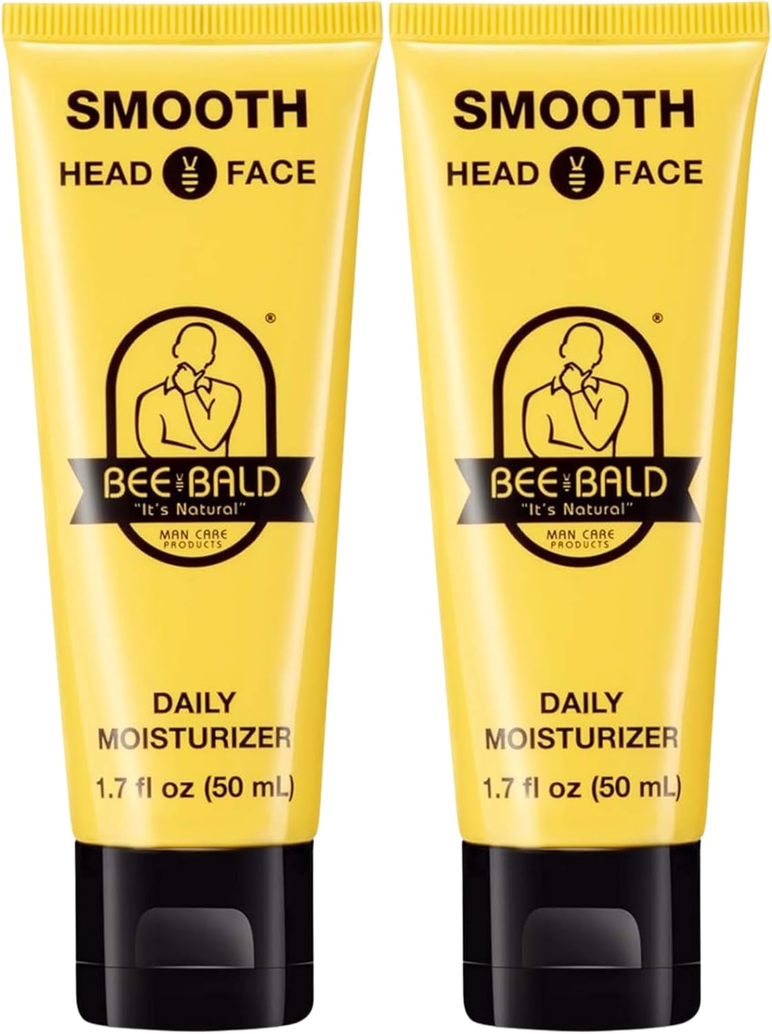 Skincare packaging of Bee Bald smooth hydrating lotion for men with bald heads