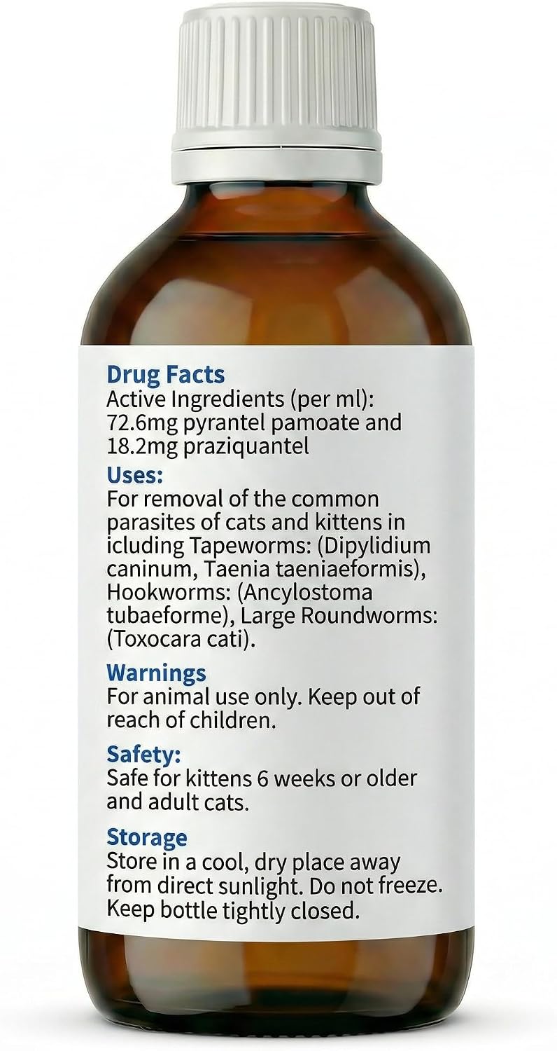 Poxo liquid pet medication for kitten roundworm and tapeworm defense