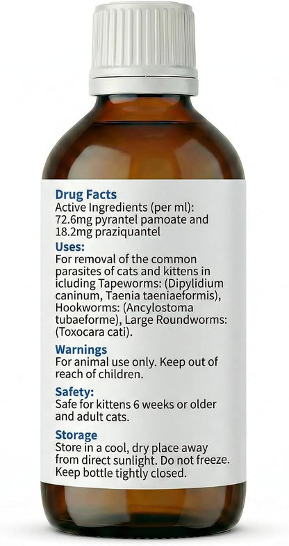 Poxo liquid pet medication for kitten roundworm and tapeworm defense