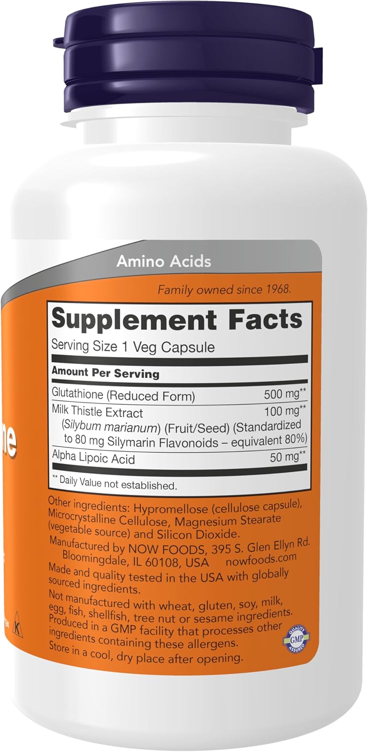 NOW Supplements, Glutathione 500 mg, Detoxification Support*, 60 Veg Caps - Image 2
