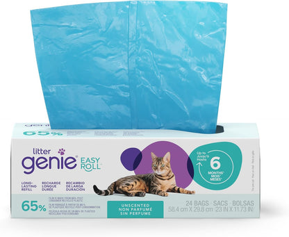 Litter Genie Easy Roll Refill Bags (1-Pack) | Up to 6 months of supply in 1 Roll of 24 tear-off Bags | Ultimate Odor Control Cat Litter Bags - Image 11