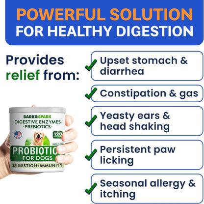 Bark And Spark dog digestive health chews ingredient benefits chart