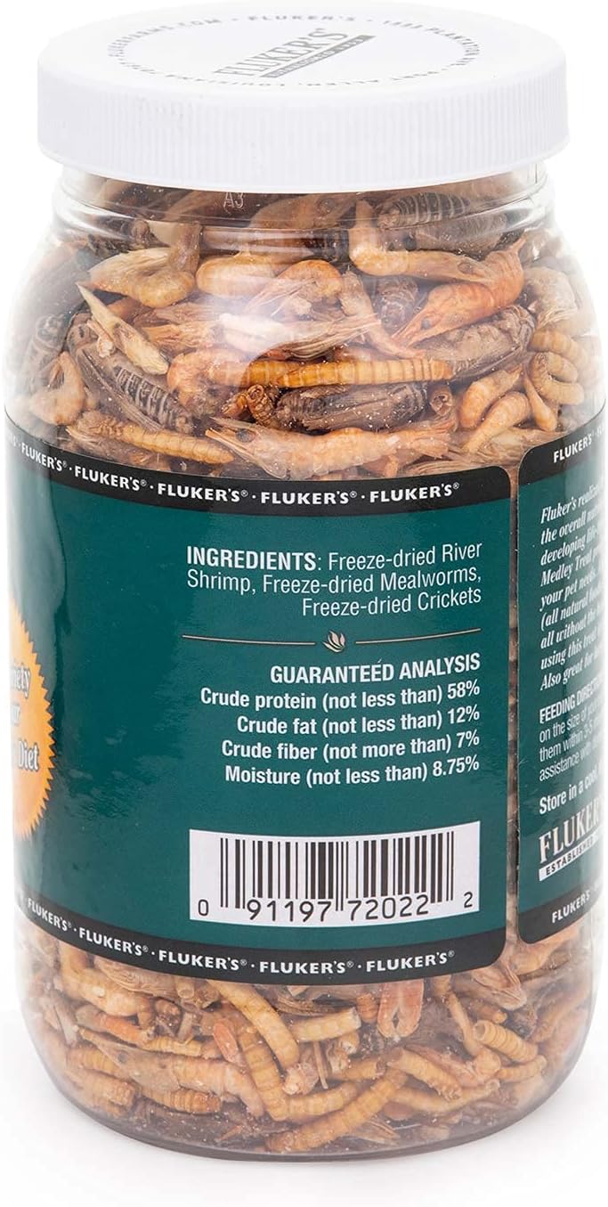 Fluker's reptile food jar label and ingredients display