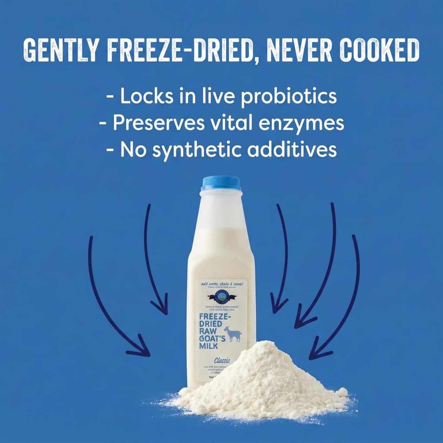 Shepherd Boy Farms freeze-dried raw goat milk with probiotics label details