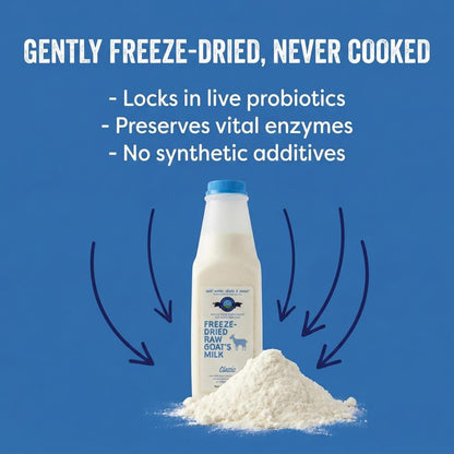 Shepherd Boy Farms freeze-dried raw goat milk with probiotics label details