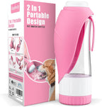 Uppetly dog water bottle front view portable travel feeder pink