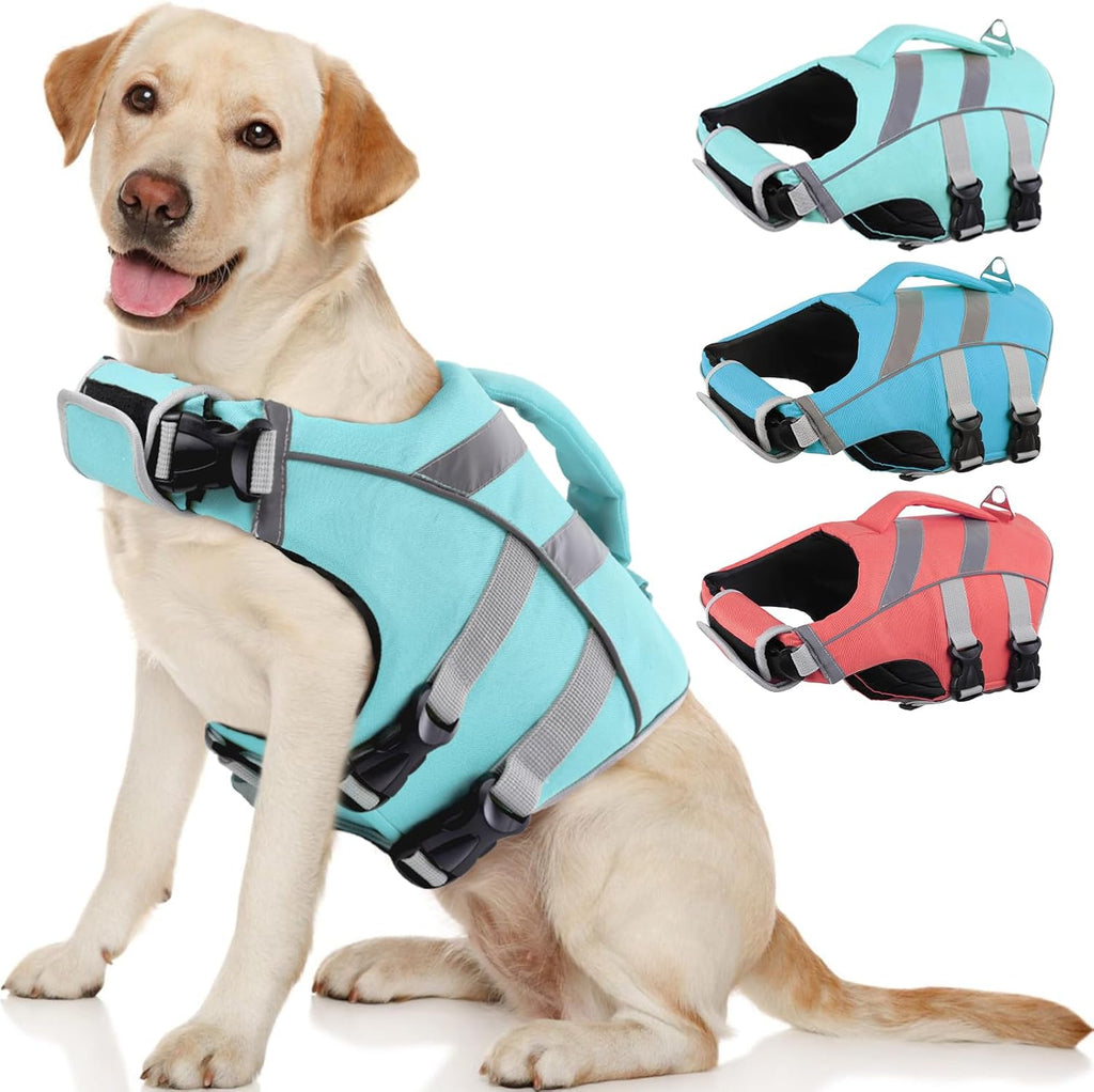 Kuoser Dog Life Jacket with Reflective Stripes, Dog Life Vest for Swimming Boating, Adjustable Pet Lifejackets with High Flotation, Doggie Swimsuit for Small Medium Large Dogs - Image 14