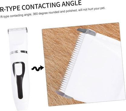 POPETPOP professional pet hair trimmer being cleaned with the included maintenance brush