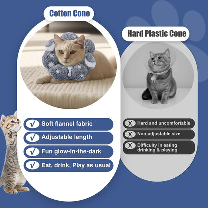 Demonstration of the glow in the dark star and moon pattern on the MABOZOO cat cone.