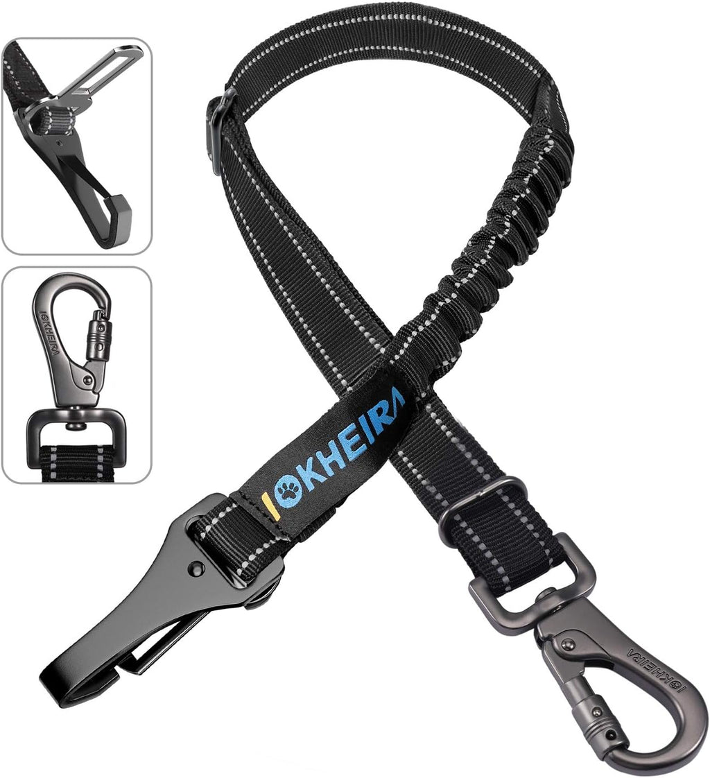 Iokheira 3-in-1 dog seat belt front view black