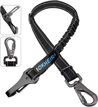 Iokheira 3-in-1 dog seat belt front view black