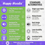 Black Happy Hoodie packaging showcasing authentic USA pet care branding