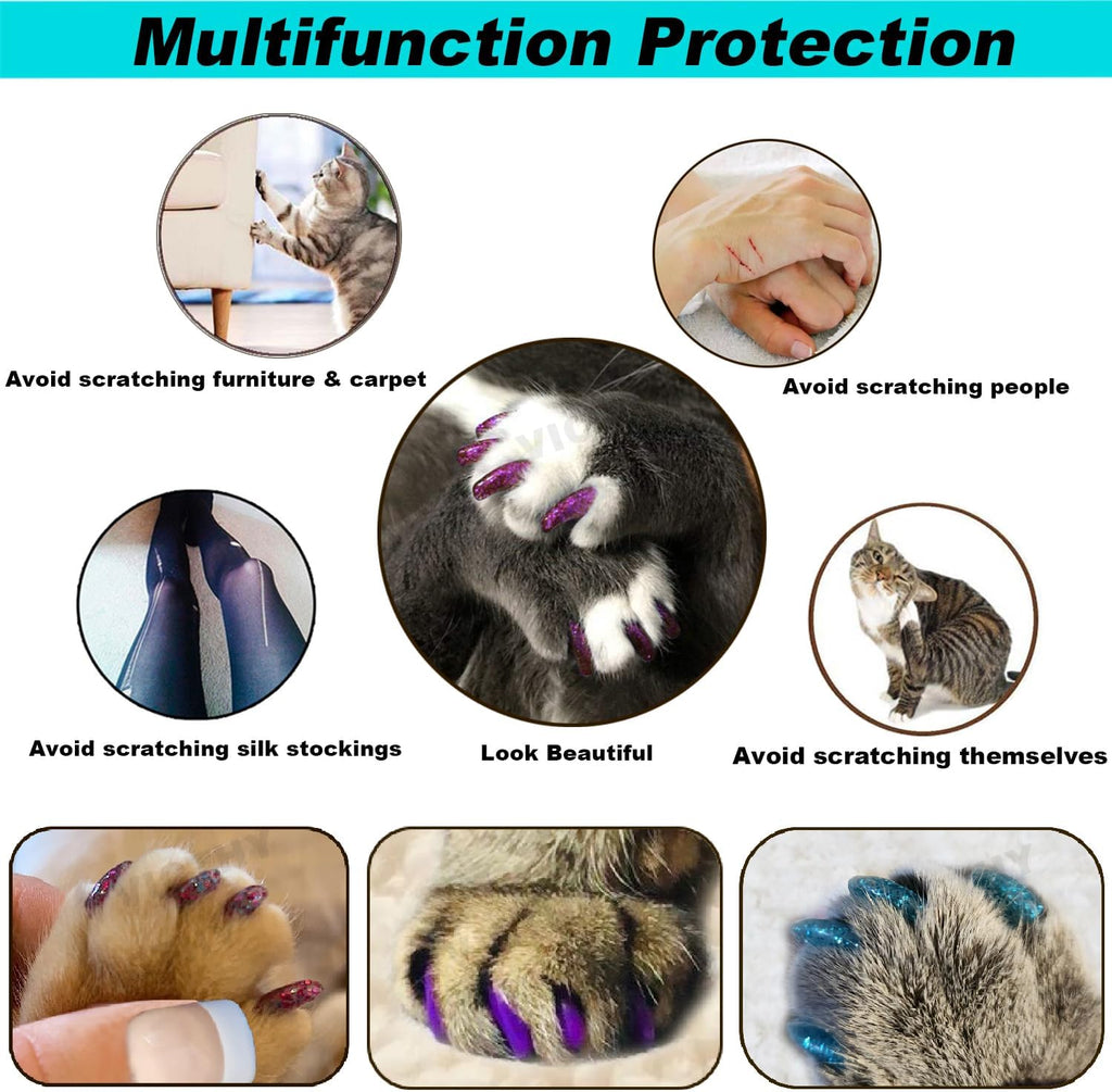 Safe vinyl resin cat nail covers with applicator tips