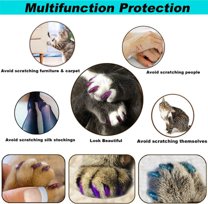 Safe vinyl resin cat nail covers with applicator tips