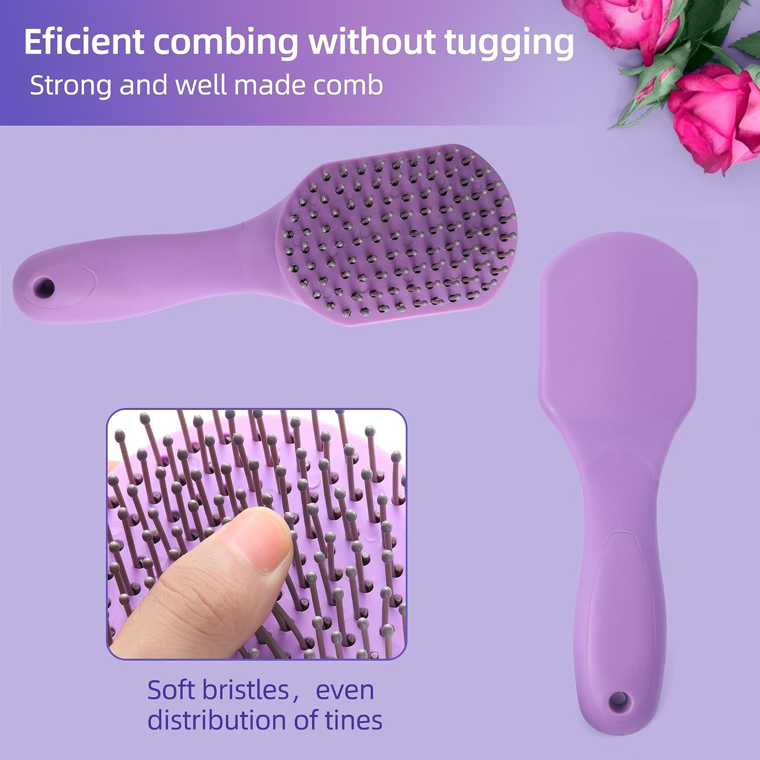Flexible pin bristles for detangling equine and canine hair