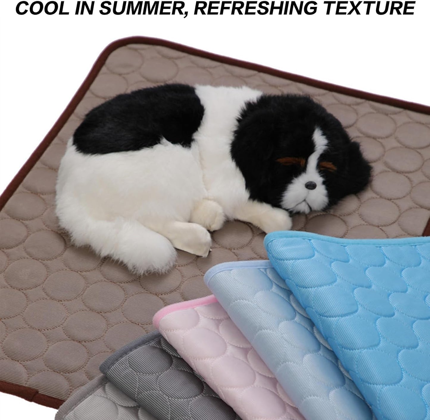 Cataccessori pet summer cooling bed close up showing breathable ice silk fabric textures
