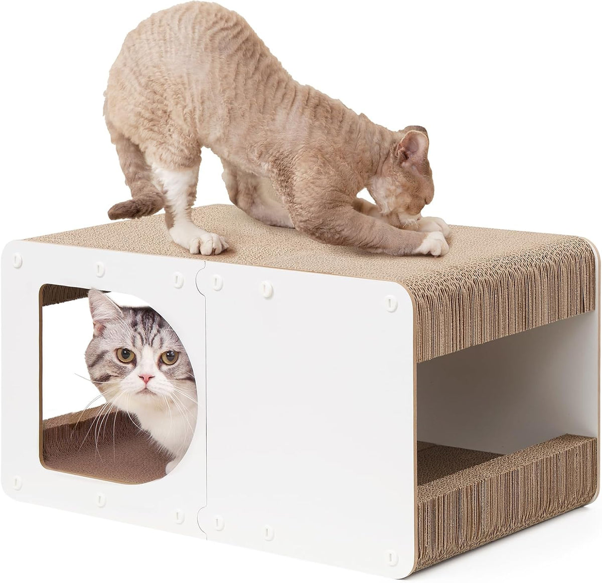 EHEYCIGA Cardboard Cat Scratcher House, 23-Inch Corrugated Cat Scratcher for Indoor Cats, Extra Large Scratching Board Pad, Brown - Image 13