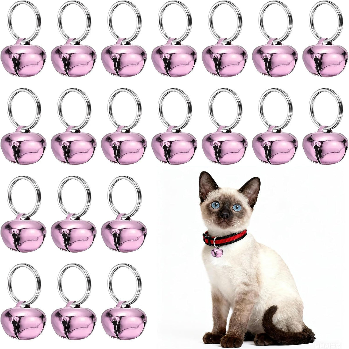 Cat Bells, Small Pets Cross Copper Bells Collars Charm with Key Rings Loud Crisp Sound Anti-Lost - Image 15