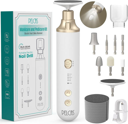 Pelcas 8 in 1 cordless nail drill front view in gold