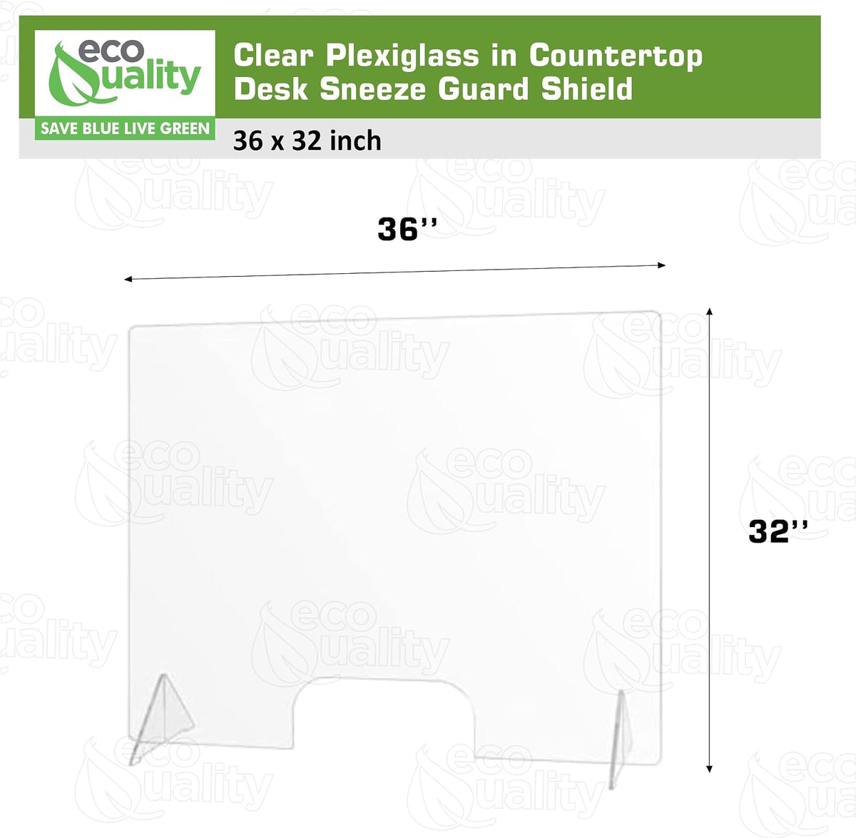 EcoQuality Inc freestanding 36 by 32 inches acrylic safety partition divider for office desks
