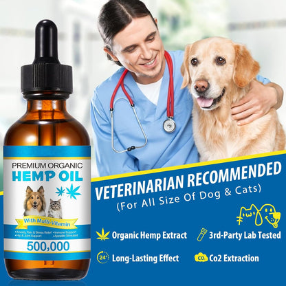 Close up of the nutritional facts and ingredient labels on the blue variant pet oil bottle