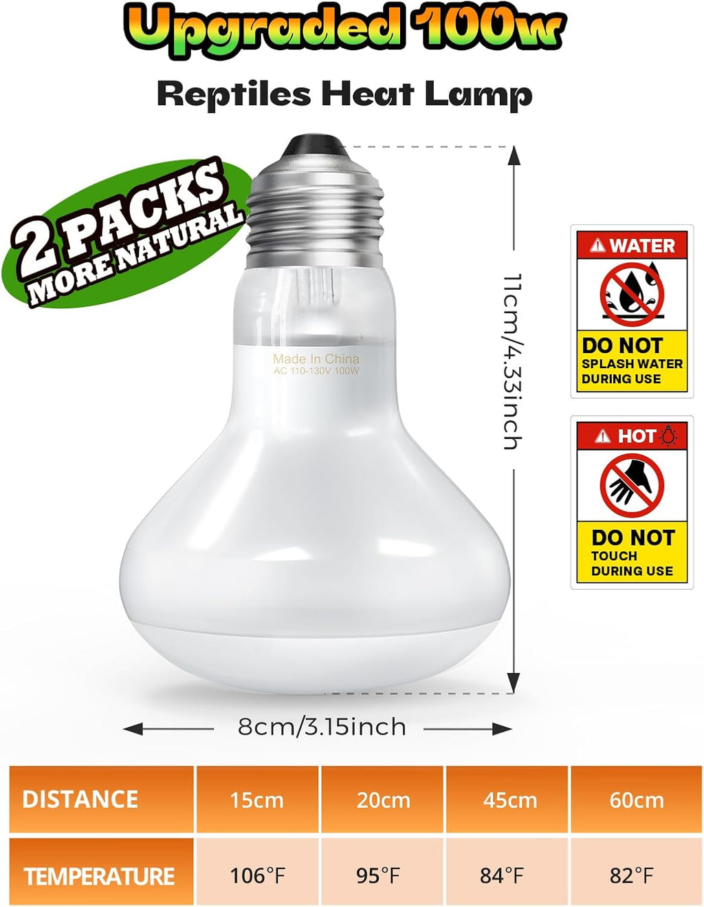A pair of REPTI HOME one hundred watt professional basking lamps laid flat for premium terrarium setups.