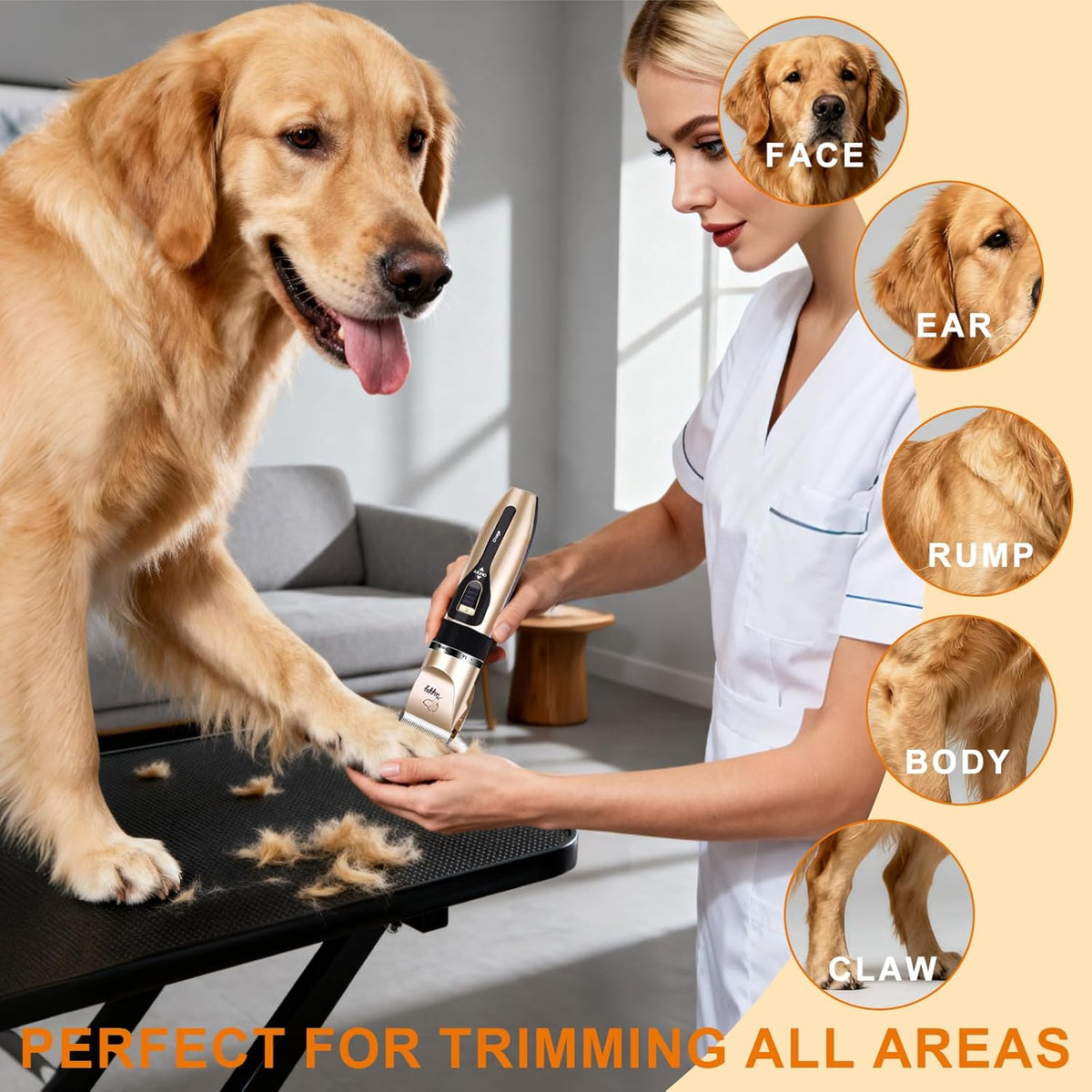 HappyYILIDA electric dog shaver demonstrating detachable cutter head mechanism for easy cleaning