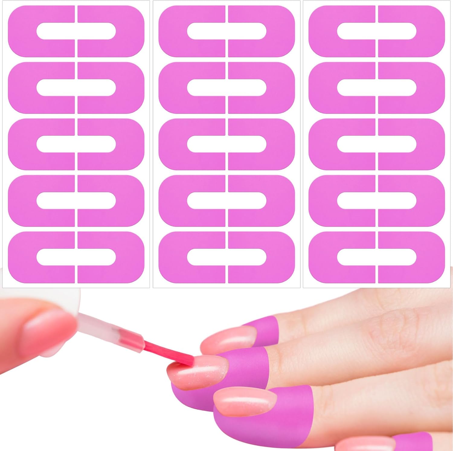 SmallCat U Shape Nail Polish Protector front view of purple peel off stickers on sheet