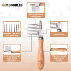 We Love Doodles Pet Dematting Comb and Pet Dematting Brush & Rake - Brown, Stainless Steel Deshedding Undercoat Rake and Detangler Brush for Dogs, Grooming Tool for Detangling, Thinning and Shedding - Image 8