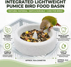 Bird Feeding Bowl with Natural Volcanic Stone, Sturdy Beak Grinding Tray for Cockatiel, Macaw, Budgie, Lovebird and Small Pets - Image 4