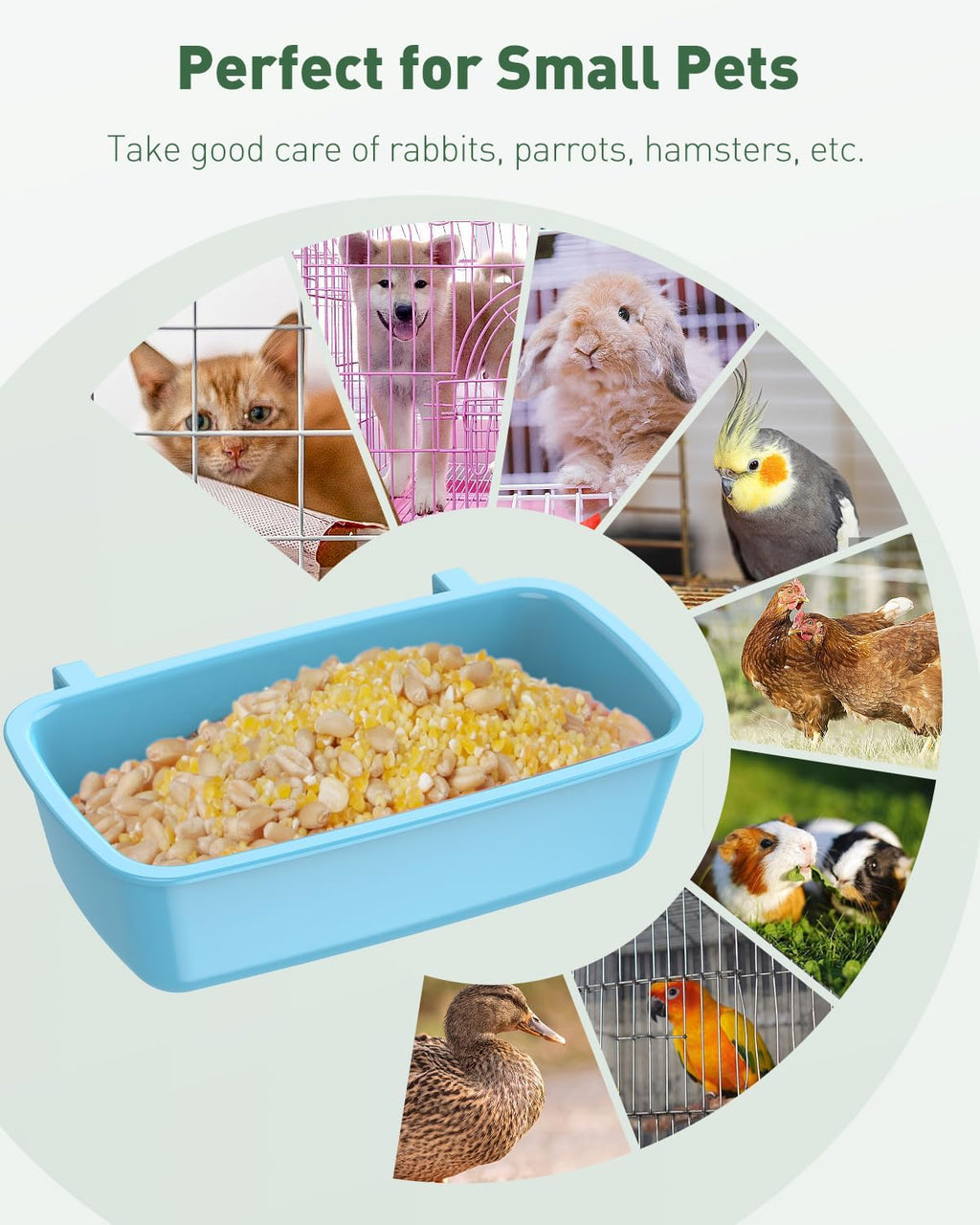 Blue and pink rabbit food and water bowls set