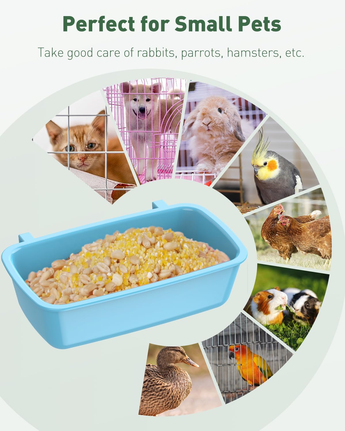 Blue and pink rabbit food and water bowls set