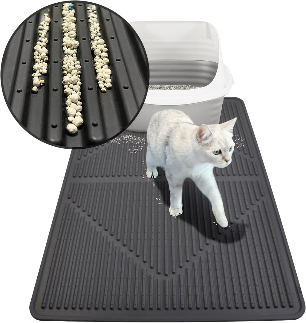 Mofason Cat Litter Mat XXL - Waterproof Kitty Litter Box mat for Floor - Extra Large Pet Trapping Litter Rug Pad - Silicone Cat Supplies & Accessories for Indoor Cats (38" x 25") -Grey - Image 10