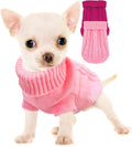 Kallfir's Cutie XXS Dog Sweater front view showing rose pink cable knit design
