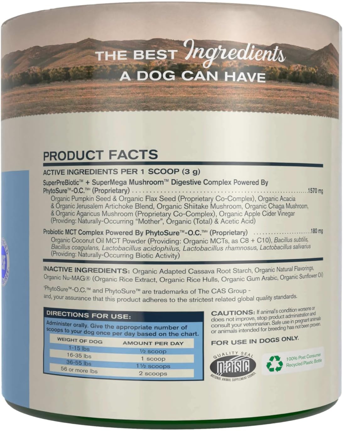 Badlands Ranch canine digestive supplement powder texture