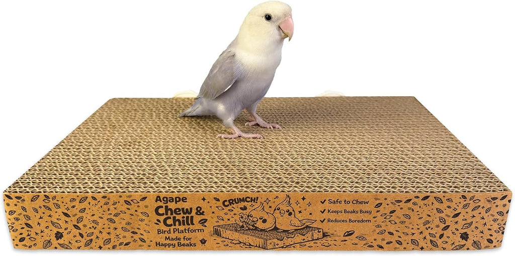 Agape bird cardboard platform packaged and ready for cage installation.