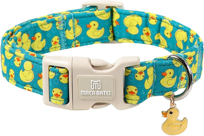 M Maca Bates cute dog collar with rubber duck charm front view