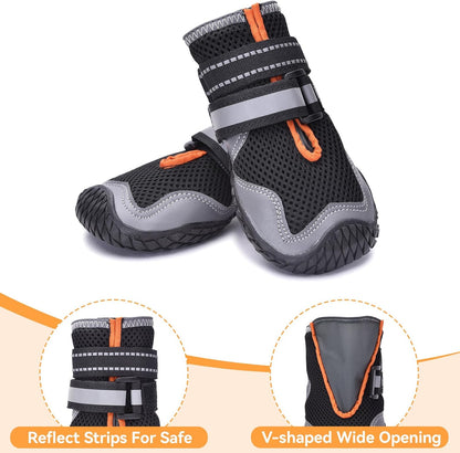 Side profile of Dimicoo dog shoes with reflective safety straps.