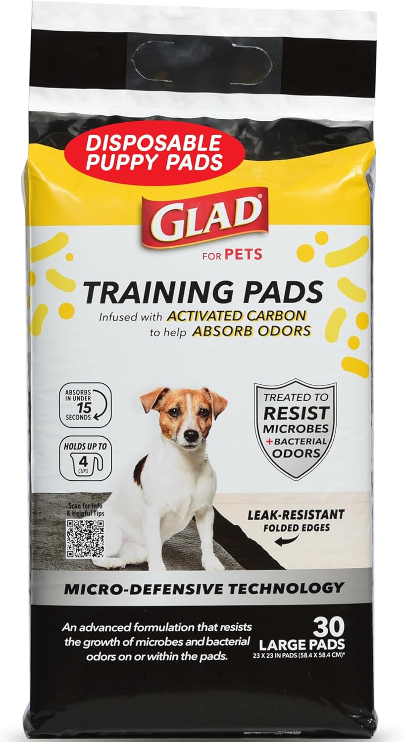 Glad for Pets Activated Carbon Puppy Training Pads with Anti-Microbial Technology, Odor Control Pee Mats for Dogs, 6-Layer Leak-Proof Heavy Duty Indoor Potty Pads, 23 x 23 Inches, 100 Count - Image 10