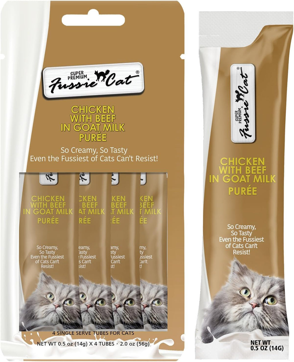 Single serve Fussie Cat lickable cat treat tube