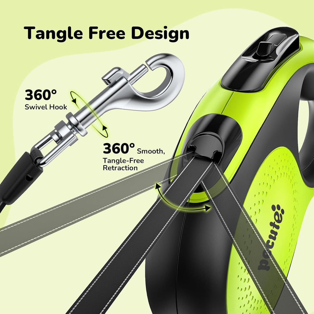 Small dog being walked with Pecute 18.2 foot retractable leash