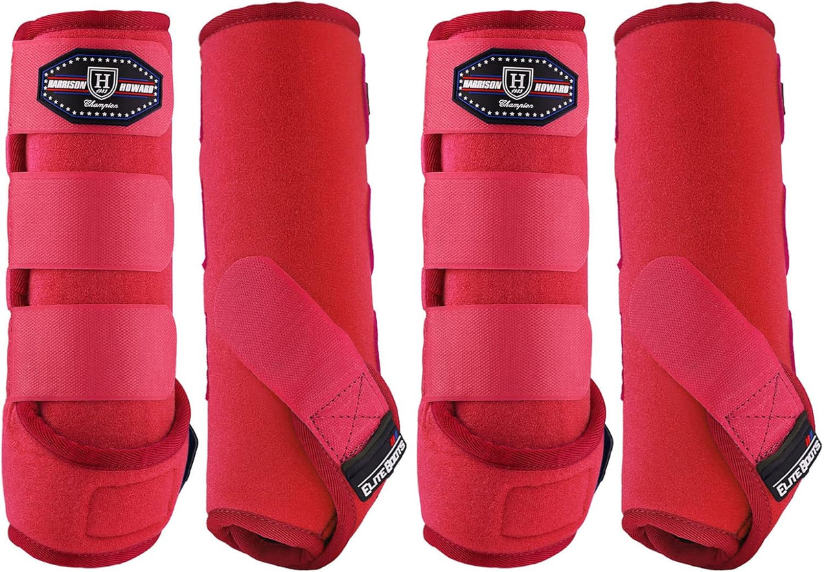 Harrison Howard protective leg guards for endurance training demonstrating four way stretch flexibility.