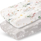 Pobibaby changing pad cover front view with wildflower floral pattern