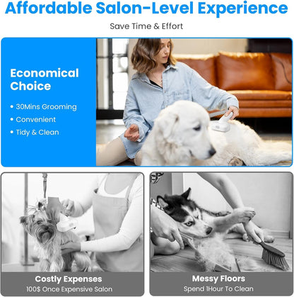 Complete packaging contents of the Moclever professional pet grooming vacuum kit setup.