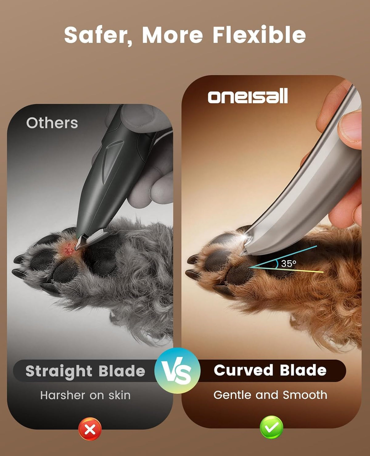 Premium imported oneisall animal grooming tool for ears face and rump.