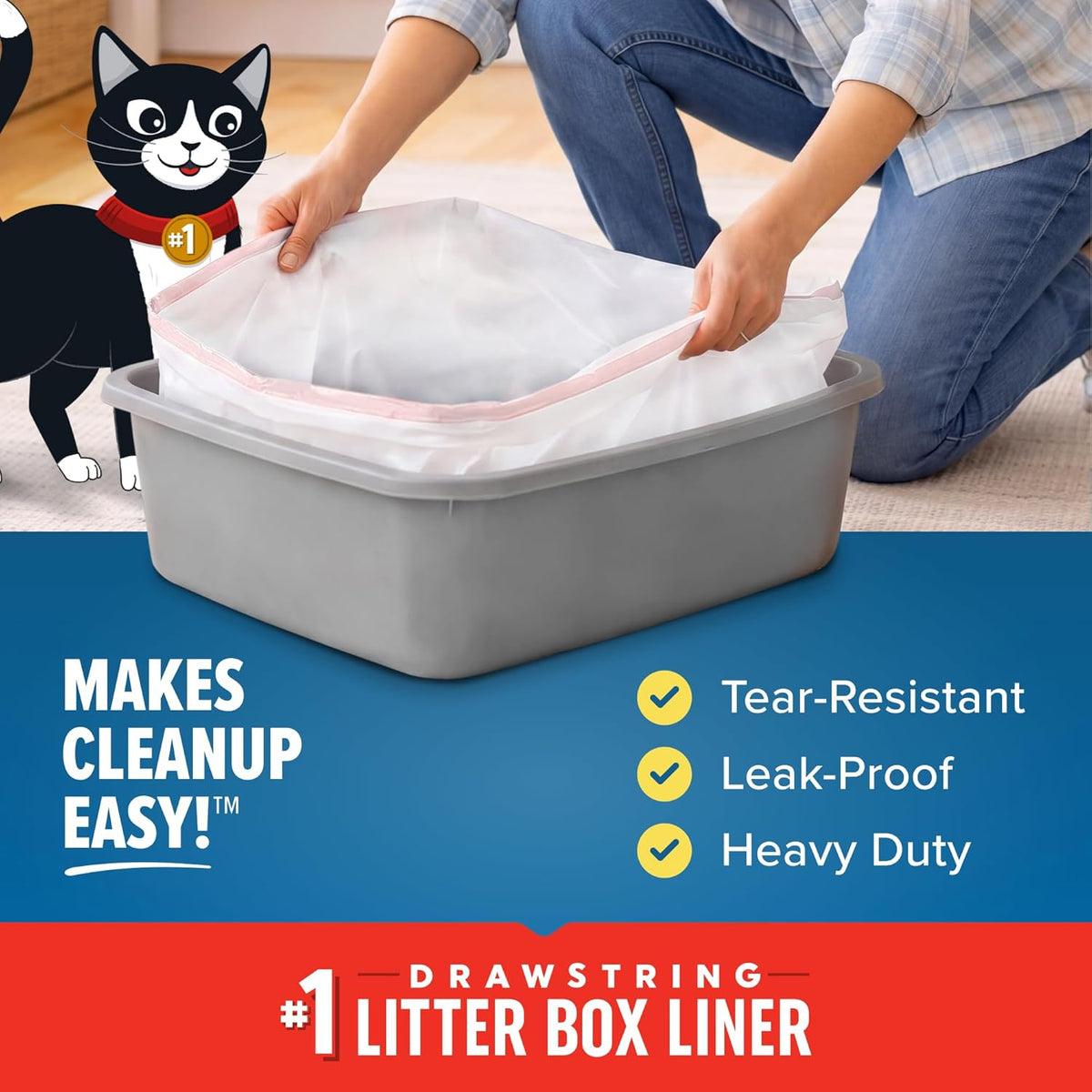 Unscented 2 mil plastic litter box liners stack layout