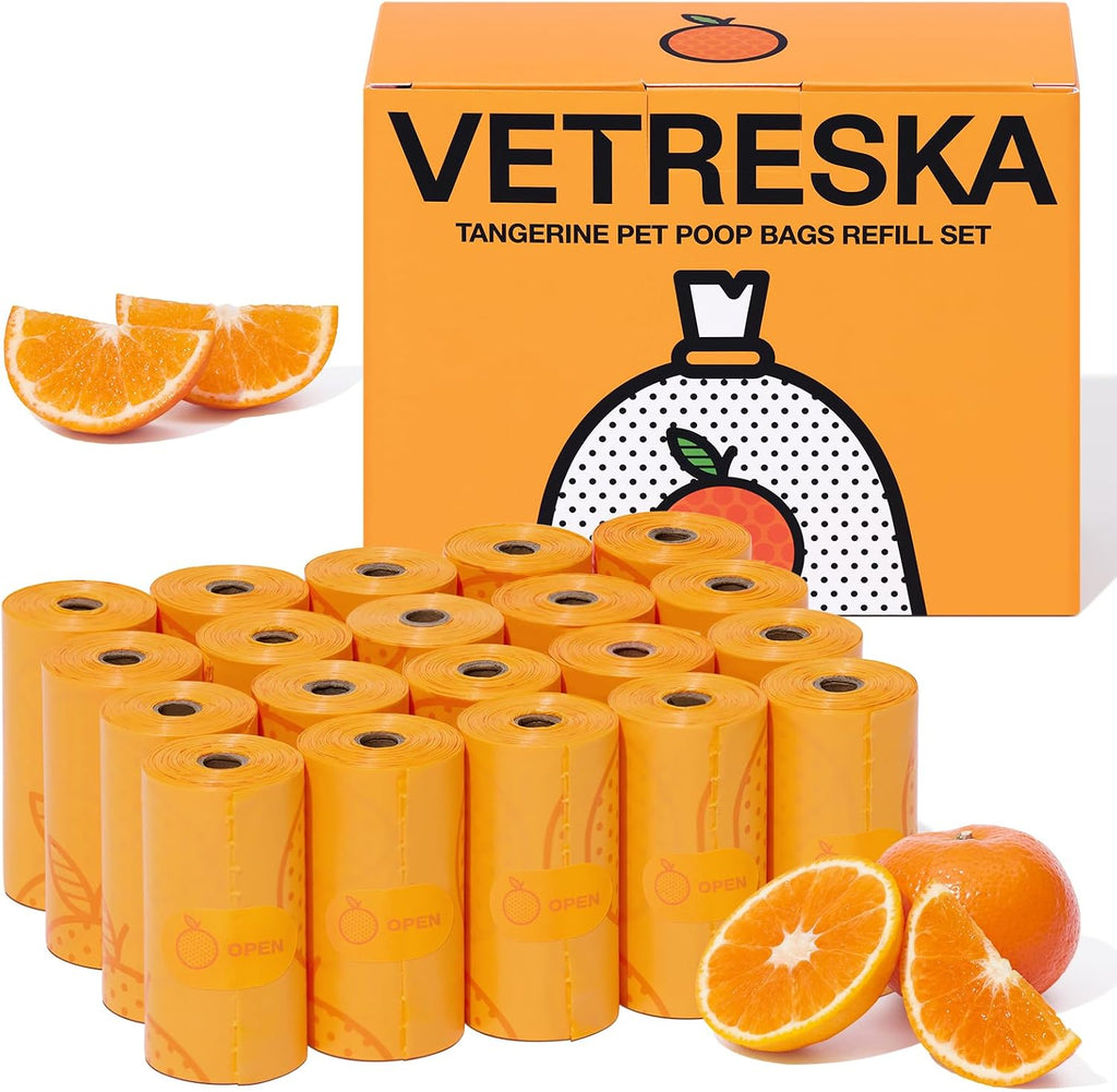 VETRESKA Dog Poop Bag Dispenser with Citrus Scented Waste Bags, Leak Proof, Extra Thick and Large Pet Poop Bags for Walking Dog and Cats Litter, 1 Count Holder and 105 Bags, Orange - Image 14