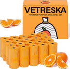 VETRESKA Dog Poop Bag Dispenser with Citrus Scented Waste Bags, Leak Proof, Extra Thick and Large Pet Poop Bags for Walking Dog and Cats Litter, 1 Count Holder and 105 Bags, Orange - Image 14