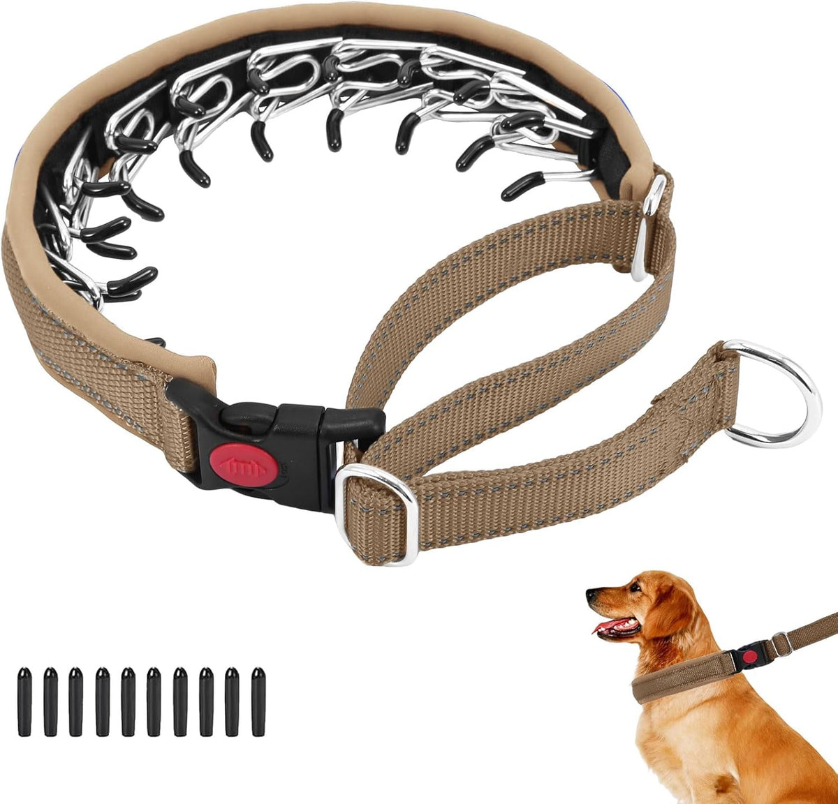 No Pull Martingale Dog Collar for Large Medium Small Dogs, Heavy Duty Nylon Reflective Adjustable Anti Pull Slip Collar with Buckle for Training Walking M Dark Blue - Image 11