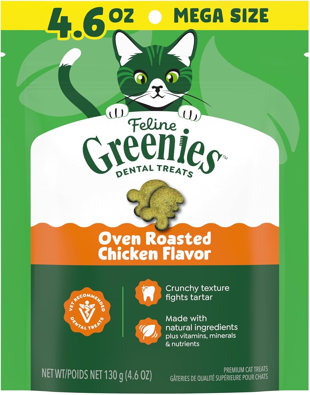 Greenies Cat Treats, Feline Veterinarian-Recommended Adult Natural Dental Cat Treats, Oven Roasted Chicken Flavor, 9.75 oz. Tub - Image 14